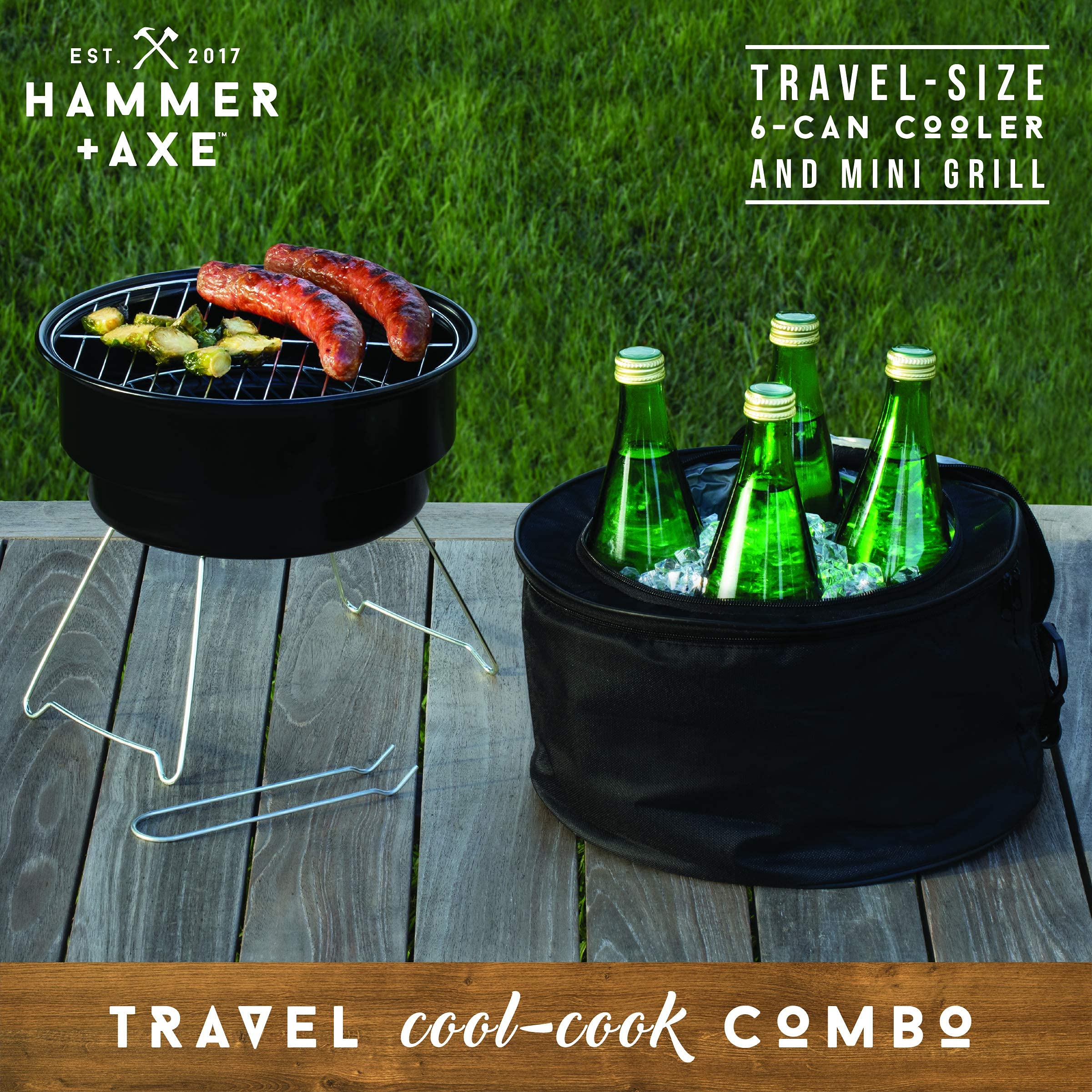 Amazon.com : Hammer + Axe 2-Piece Mini Grill Insulated Cooler BBQ